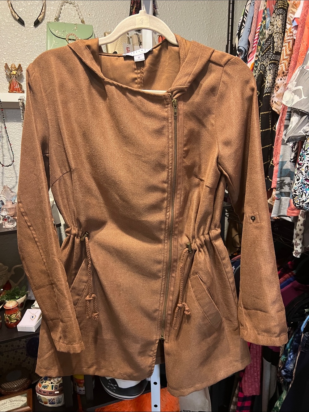 FAVLUX Hooded Jacket in Camel Brown